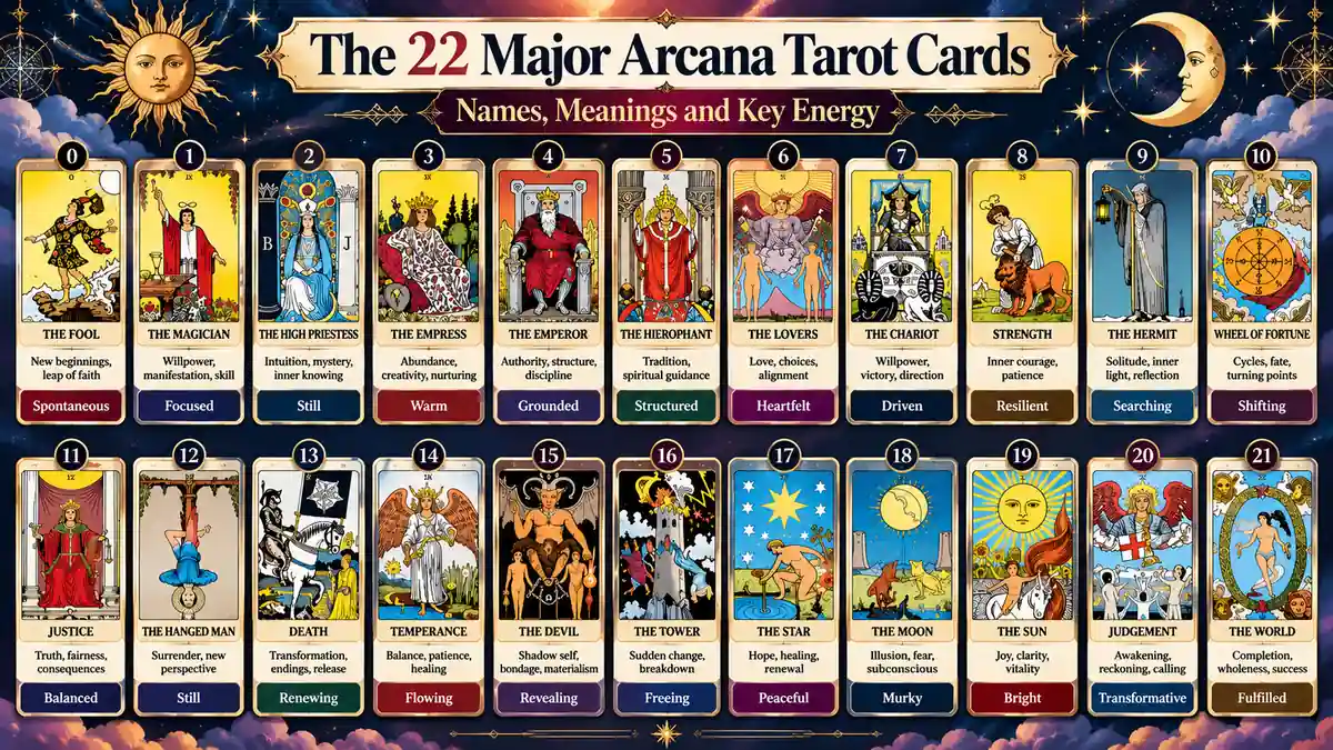 The 22 Major Arcana tarot cards
